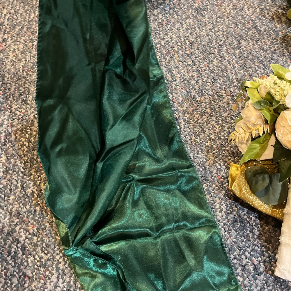 Emerald Green Satin table runner